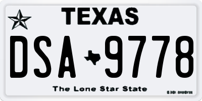 TX license plate DSA9778