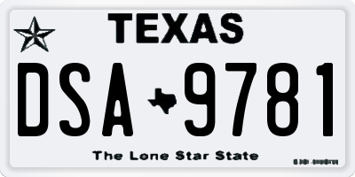 TX license plate DSA9781