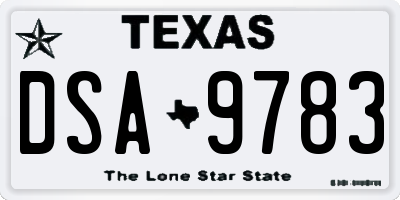TX license plate DSA9783