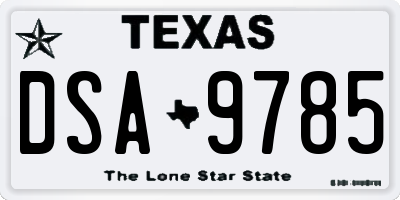 TX license plate DSA9785