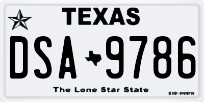 TX license plate DSA9786