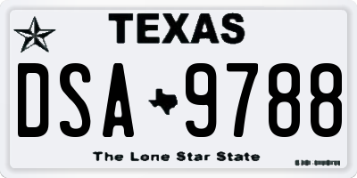 TX license plate DSA9788