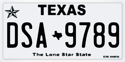 TX license plate DSA9789
