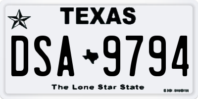 TX license plate DSA9794