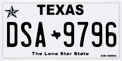 TX license plate DSA9796