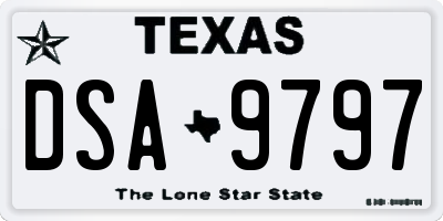 TX license plate DSA9797