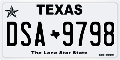 TX license plate DSA9798