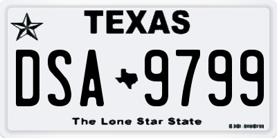 TX license plate DSA9799