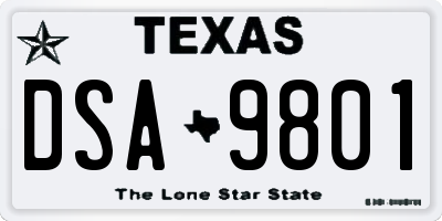 TX license plate DSA9801