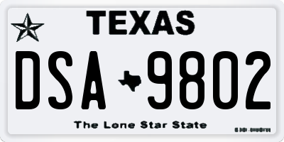 TX license plate DSA9802