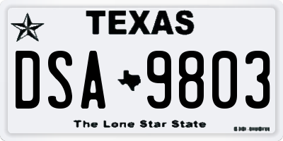 TX license plate DSA9803