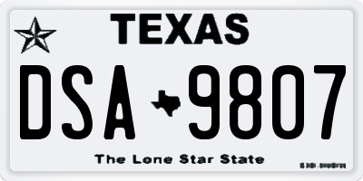 TX license plate DSA9807