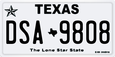 TX license plate DSA9808