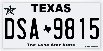 TX license plate DSA9815