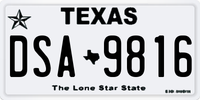 TX license plate DSA9816