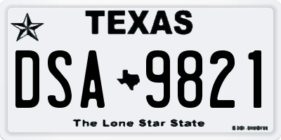 TX license plate DSA9821