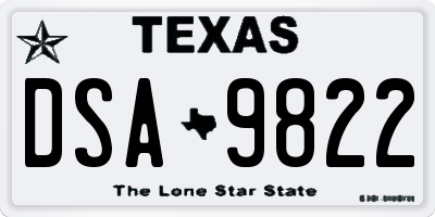 TX license plate DSA9822