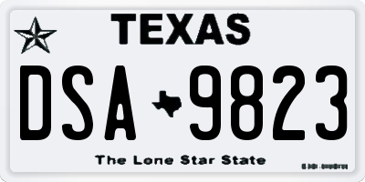 TX license plate DSA9823