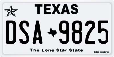 TX license plate DSA9825