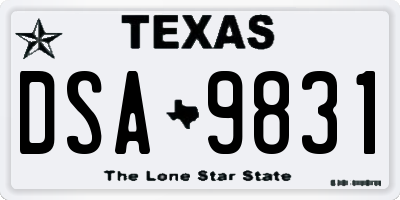TX license plate DSA9831