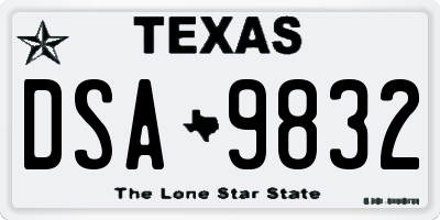 TX license plate DSA9832