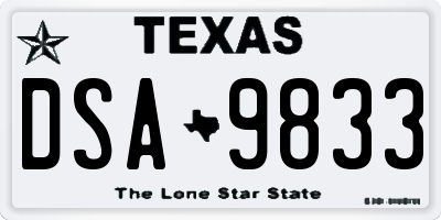 TX license plate DSA9833