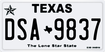 TX license plate DSA9837