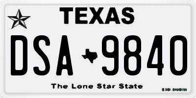 TX license plate DSA9840