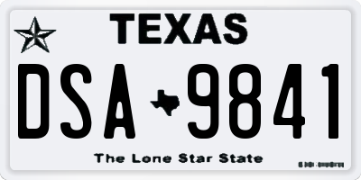 TX license plate DSA9841