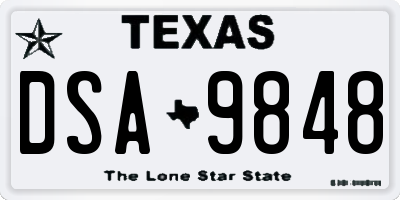 TX license plate DSA9848