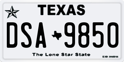 TX license plate DSA9850