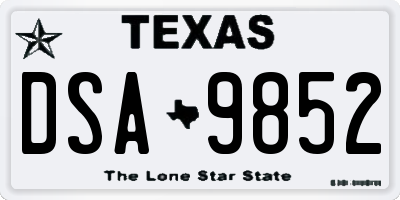 TX license plate DSA9852