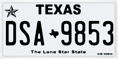 TX license plate DSA9853
