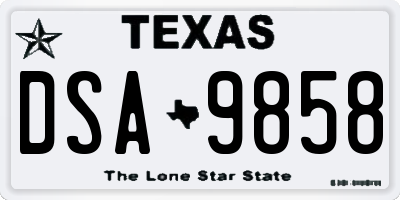 TX license plate DSA9858