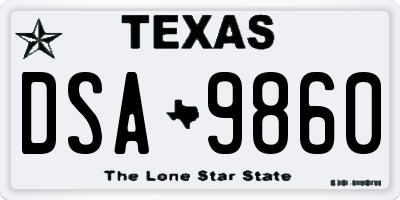TX license plate DSA9860