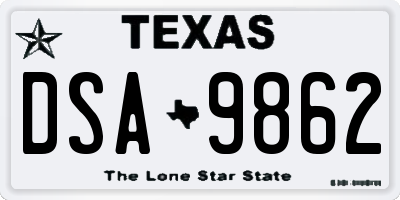 TX license plate DSA9862