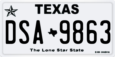 TX license plate DSA9863