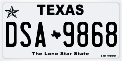 TX license plate DSA9868