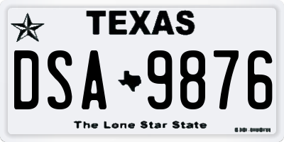 TX license plate DSA9876