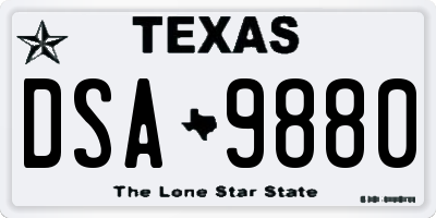 TX license plate DSA9880