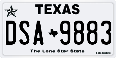 TX license plate DSA9883