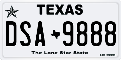 TX license plate DSA9888
