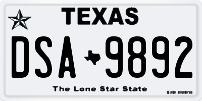 TX license plate DSA9892