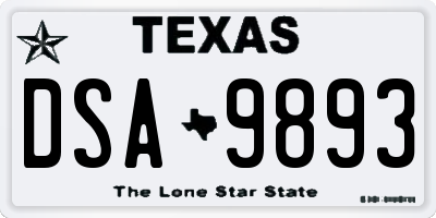 TX license plate DSA9893