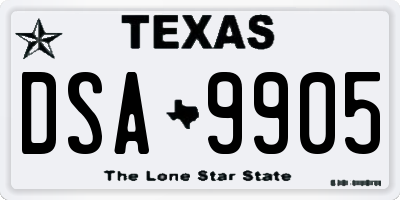 TX license plate DSA9905