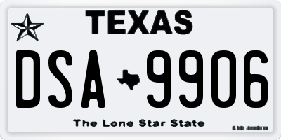 TX license plate DSA9906