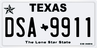 TX license plate DSA9911