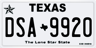 TX license plate DSA9920