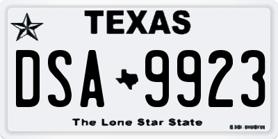 TX license plate DSA9923