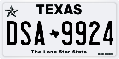 TX license plate DSA9924